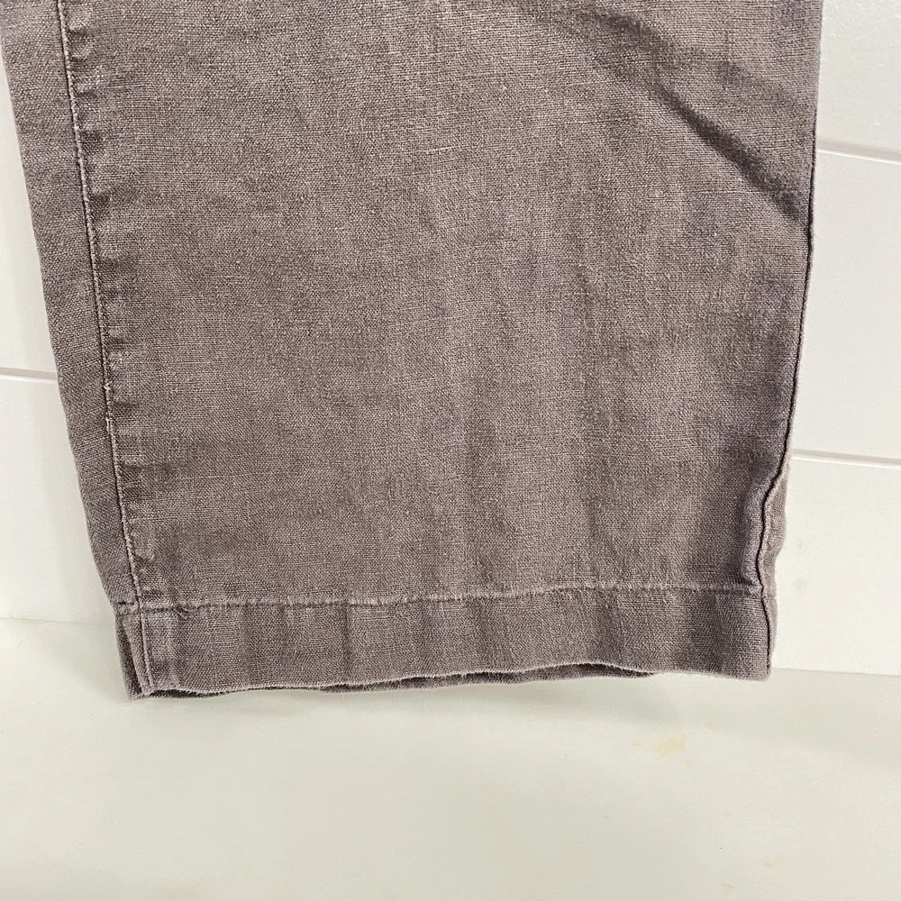 Onia Womens 100% Linen Drawstring Pants XL Brown Beach Vacation Travel Elastic - Picture 2 of 14